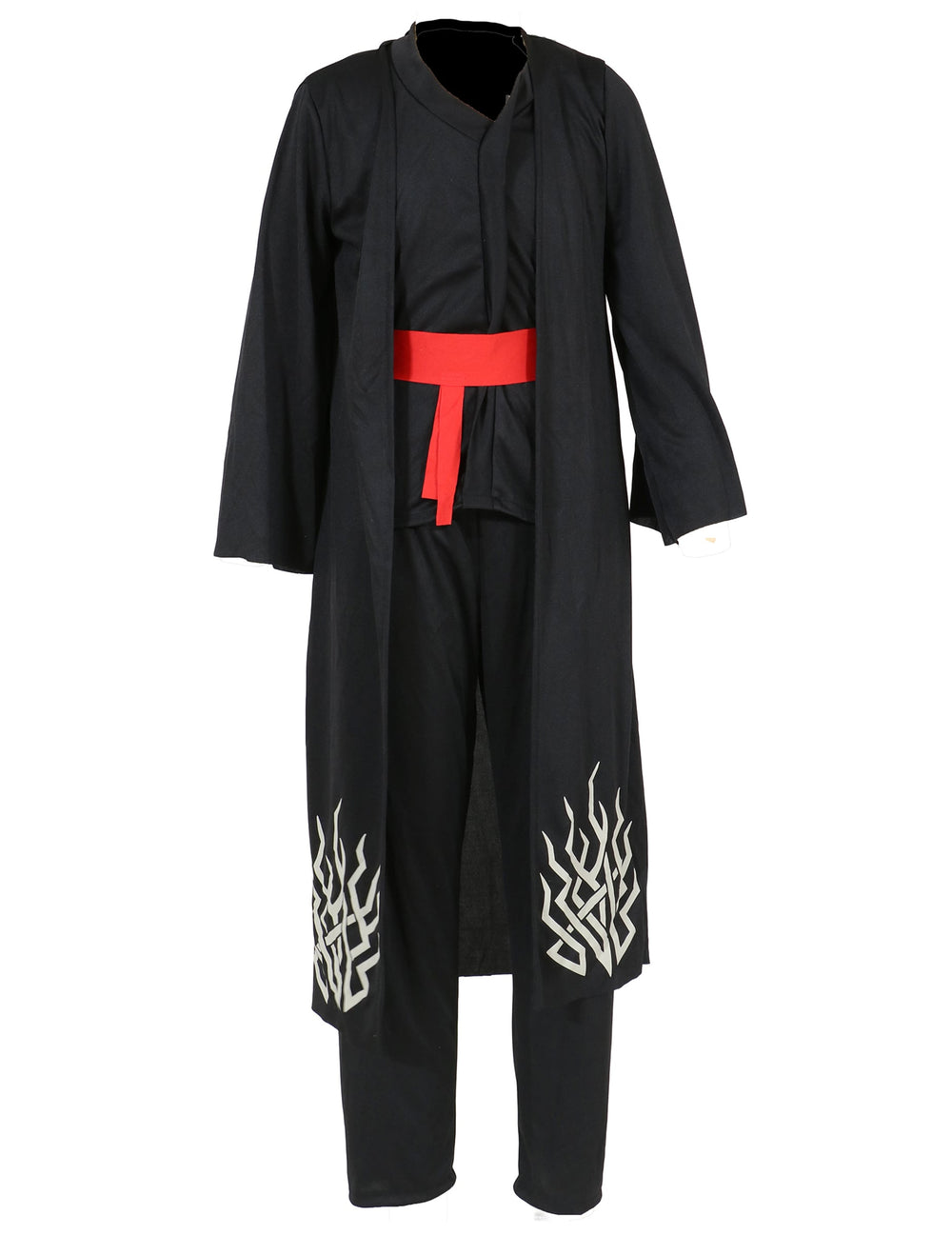 Vue de face de la veste longue à motifs du déguisement démon possédé pour enfant
