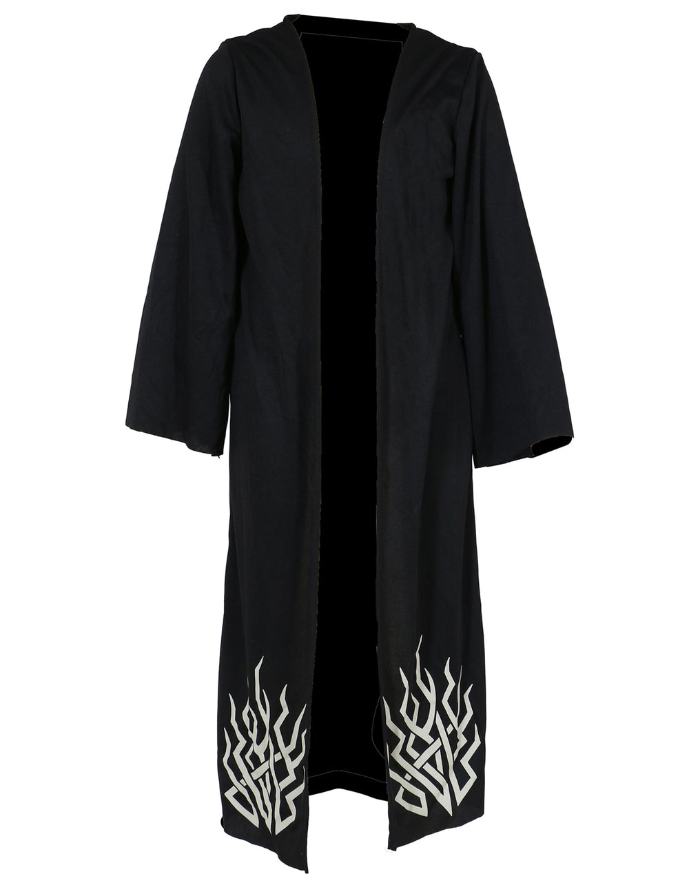 Veste longue noire à motifs blancs du déguisement démon possédé pour enfant