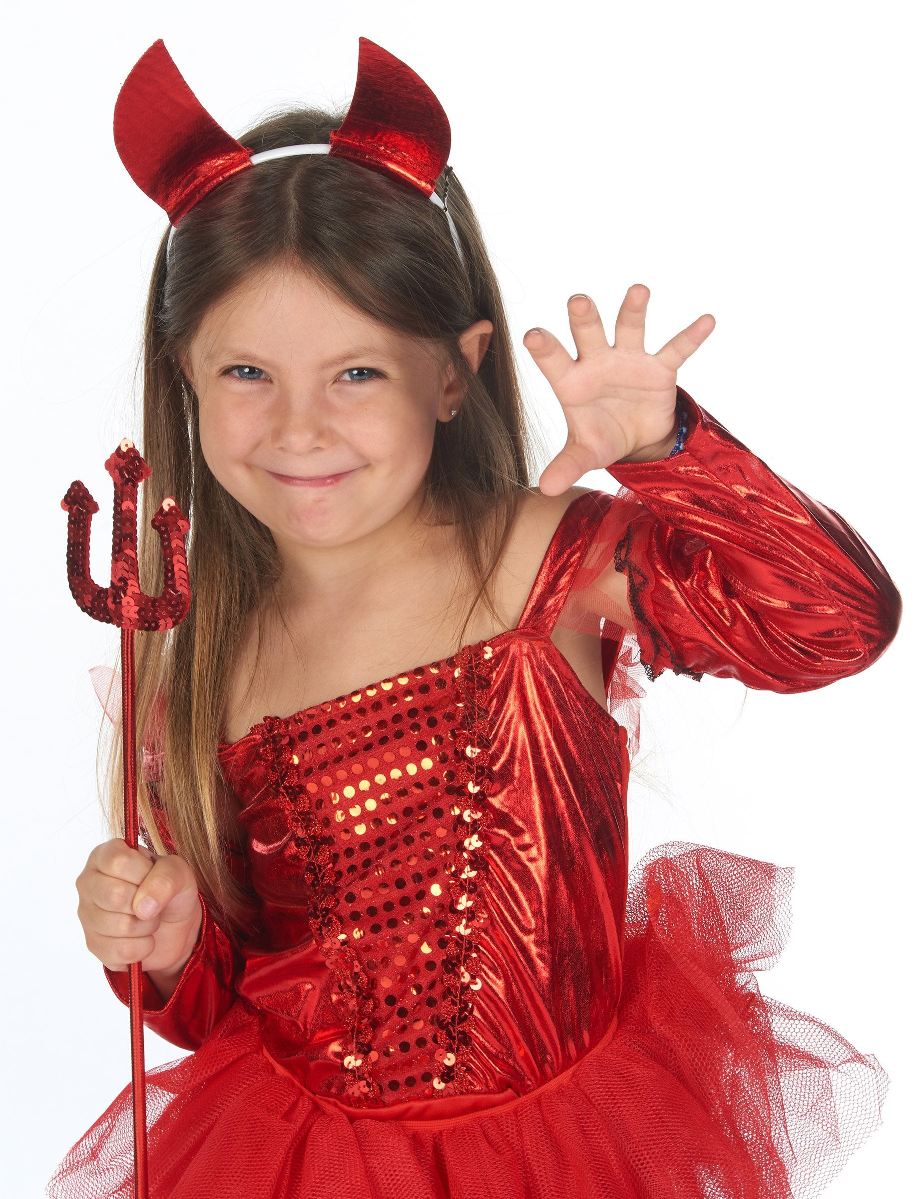 Közelkép a tündérördög jelmez felső részéről és kiegészítőiről