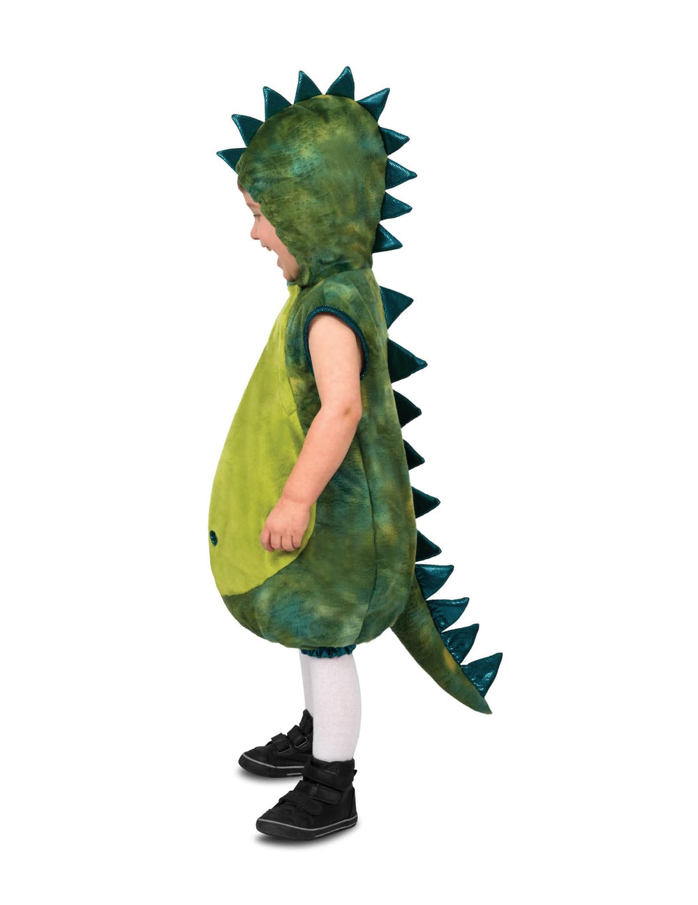 Dinoszaurusz jelmez baba számára, zöld, tarajjal és farokkal