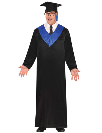 Kék és fekete felnőtt diplomás jelmez