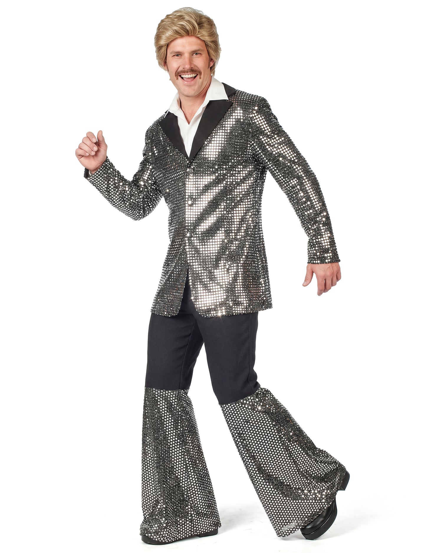 Luxus ezüst diszkó jelmez férfiaknak