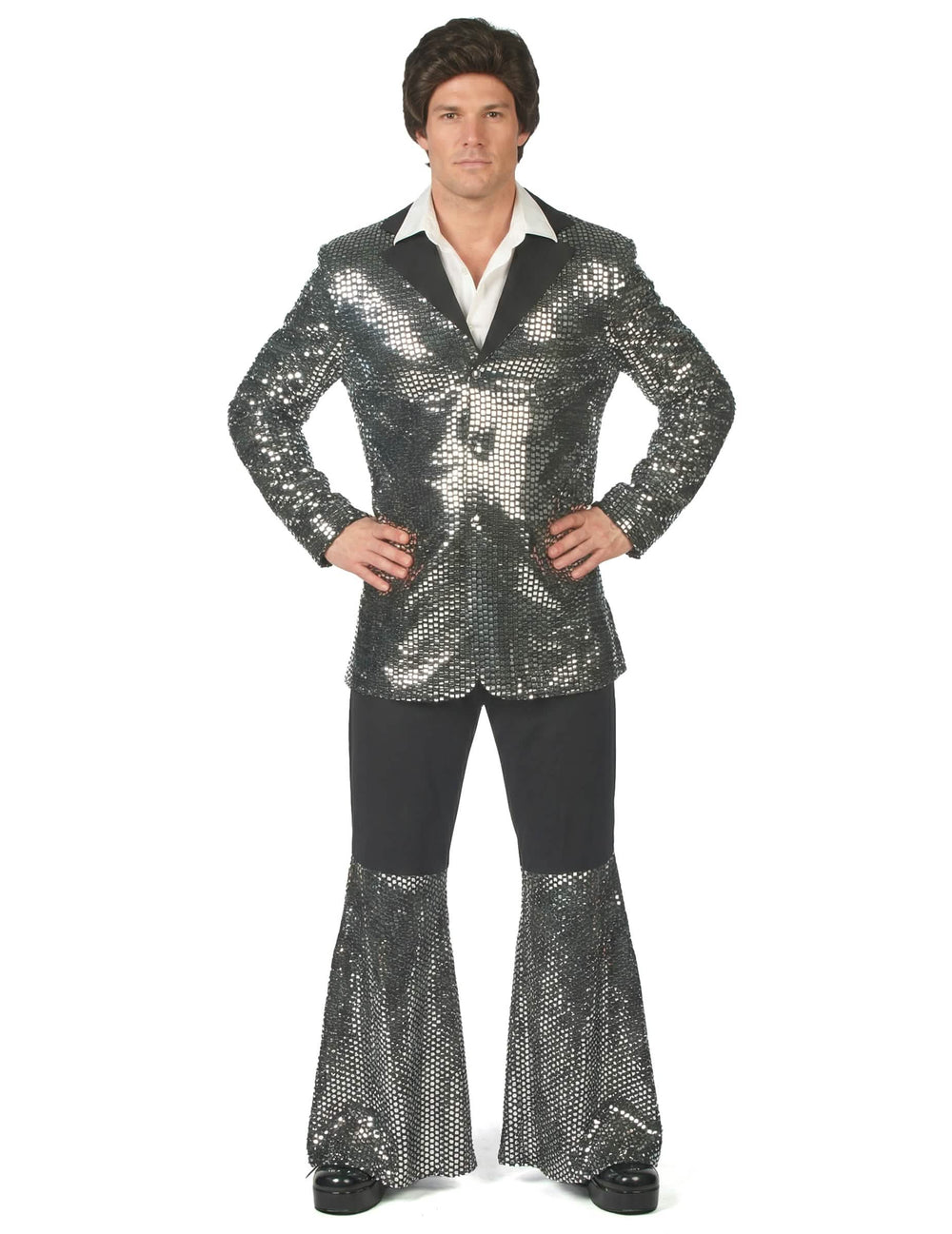 Vue de face du déguisement disco pour homme