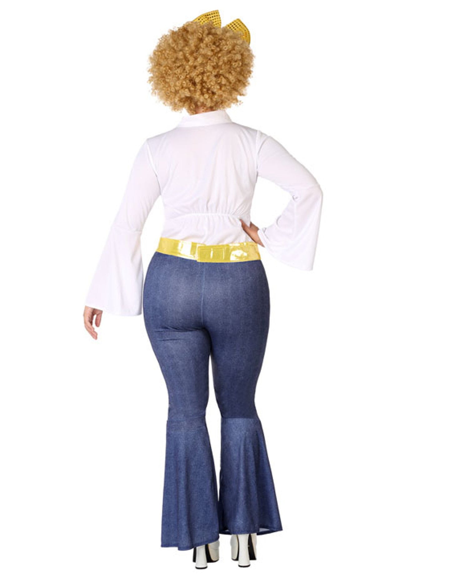 Női nagy méretű diszkó jelmez farmerhatású és arany színben 