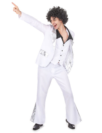 Déguisement disco pour homme blanc et argent