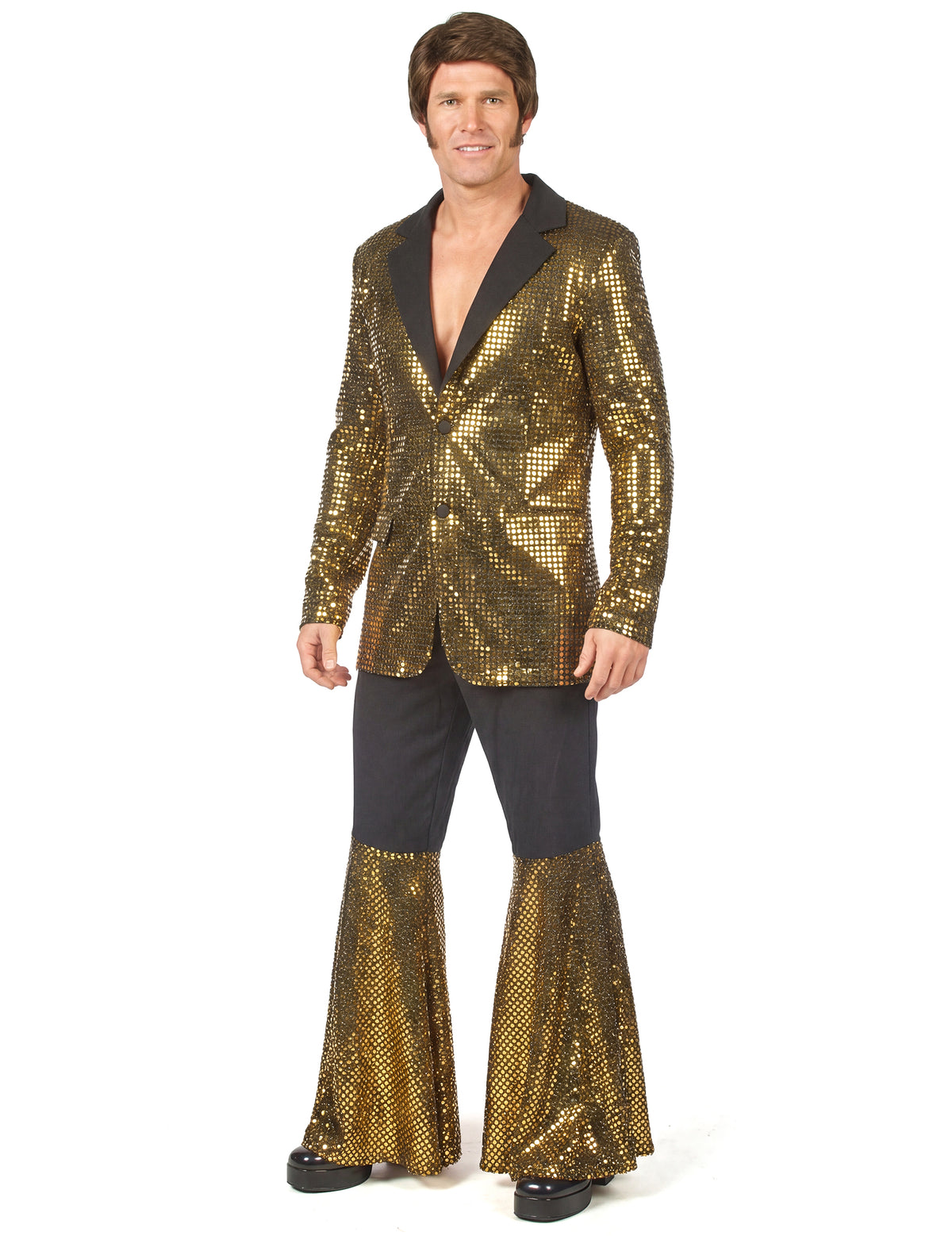 Déguisement disco pour homme or haut de gamme à paillettes