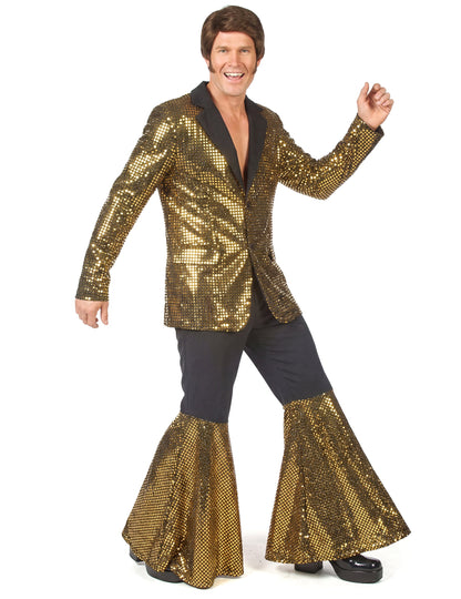 Vue d'ensemble en mouvement du déguisement disco pour homme
