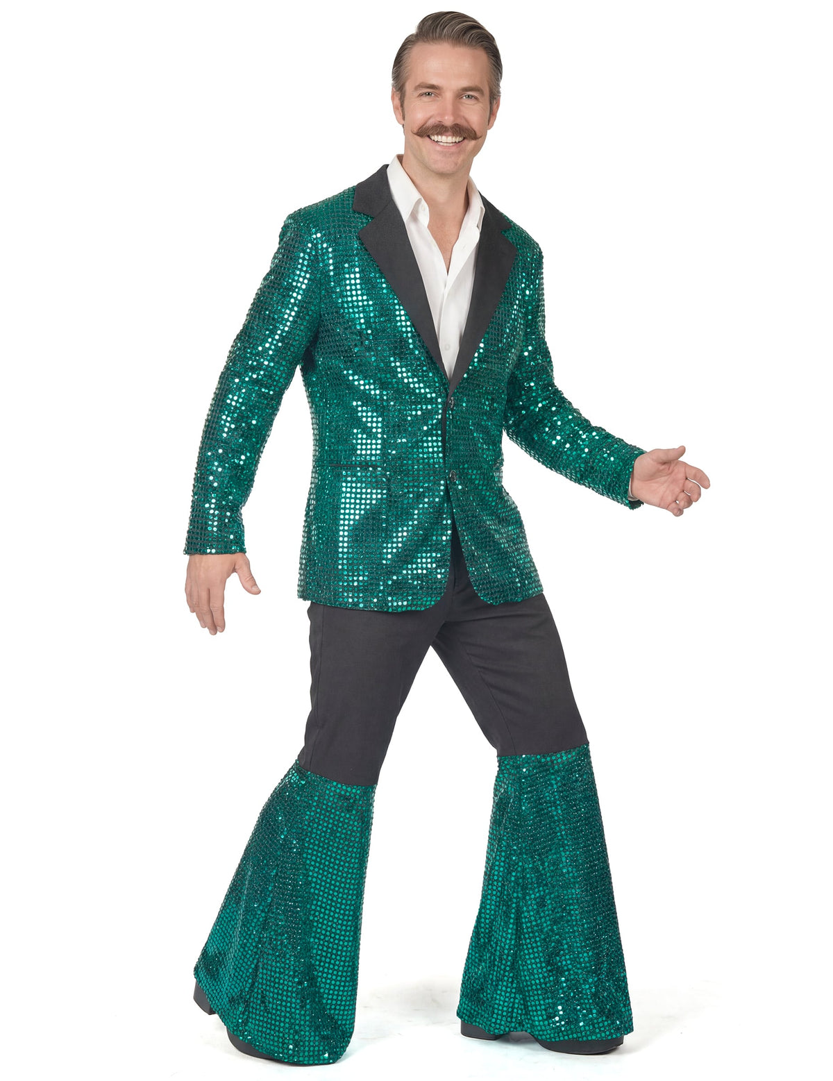 Vue de trois-quarts du déguisement disco pour homme