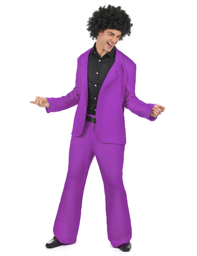 Déguisement disco pour adulte violet avec veste et pantalon pattes d'eph