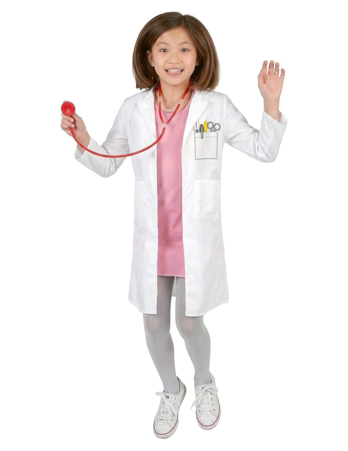 Vue de face du déguisement de docteur pour fille