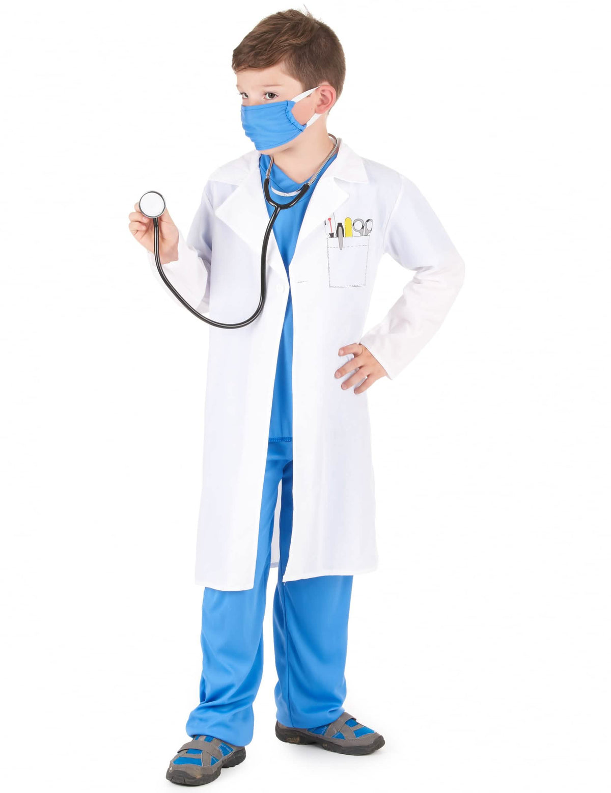 Háromnegyedes nézetű fiús doktores jelmez