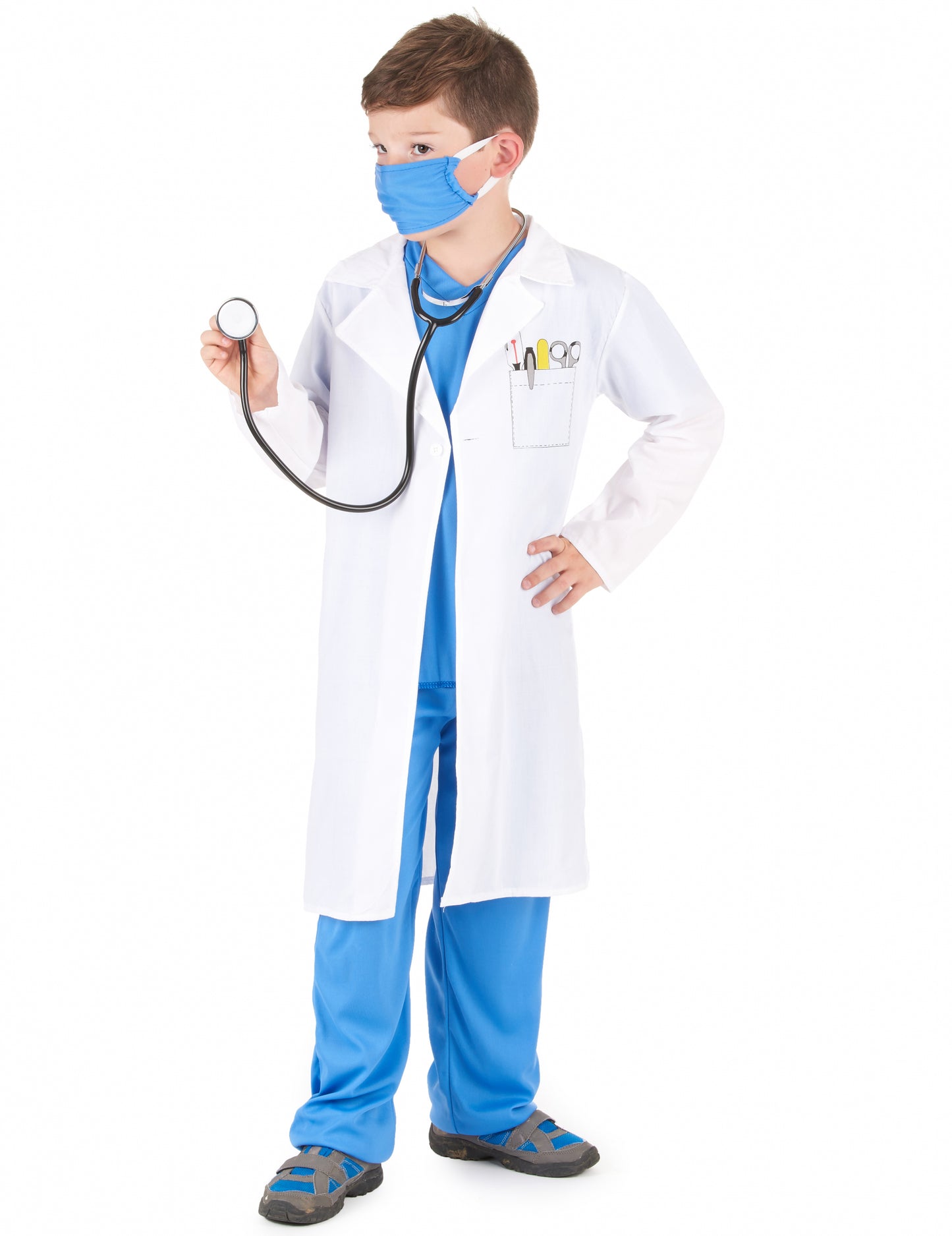Vue de trois-quarts du déguisement de docteur pour garçon