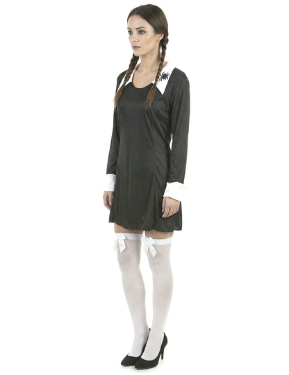 Vue de profil du déguisement d'écolière Halloween pour femme
