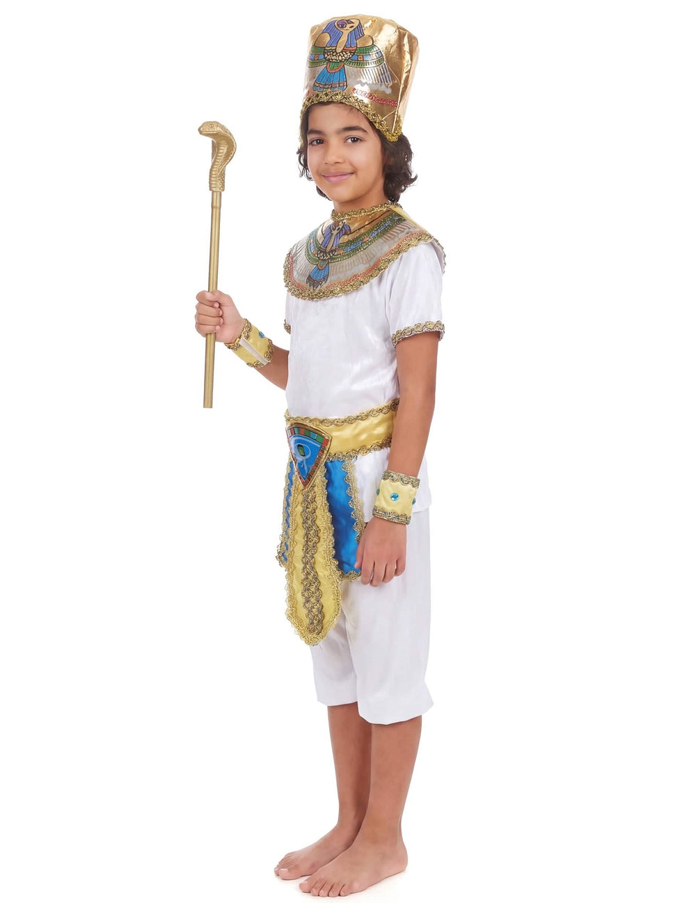 A fiú egyiptomi jelmezének profilnézete