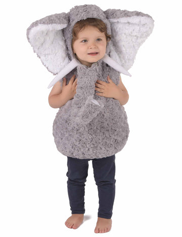 Déguisement d'éléphant pour enfant gris en peluche avec grandes oreilles et trompe