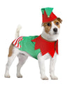 Déguisement elfe de Noël pour chien vert et rouge avec chapeau à grelot