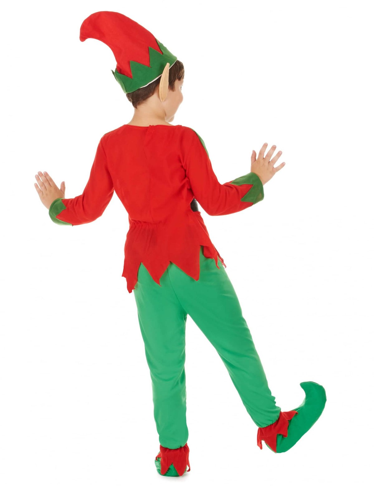 A fiú elf jelmez hátulról nézve
