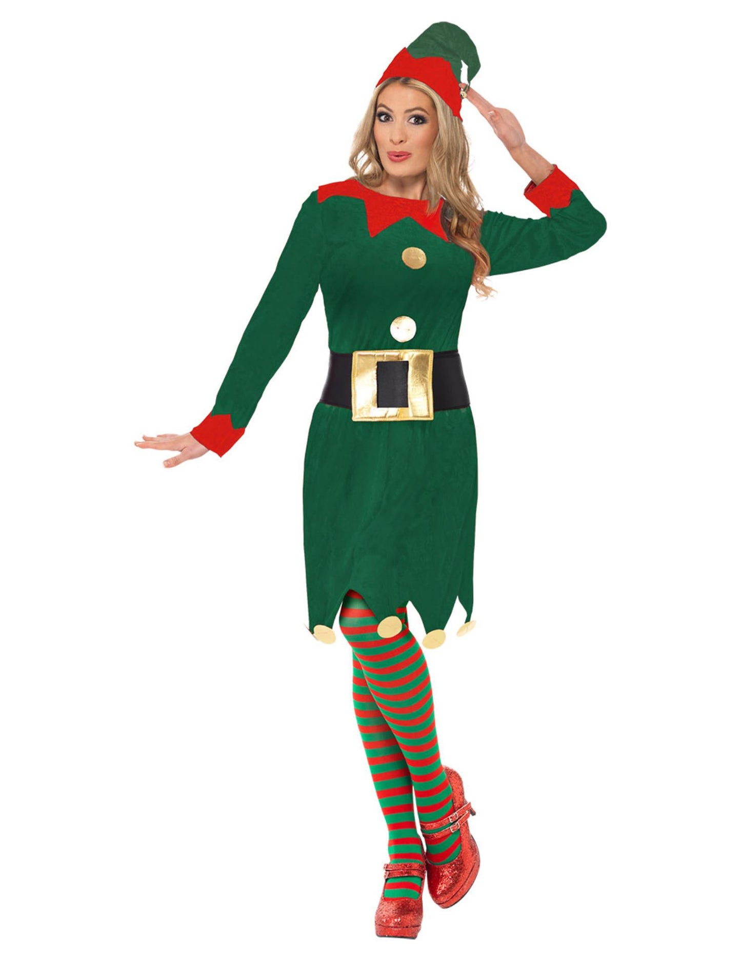Zöld elf jelmez nő karácsony