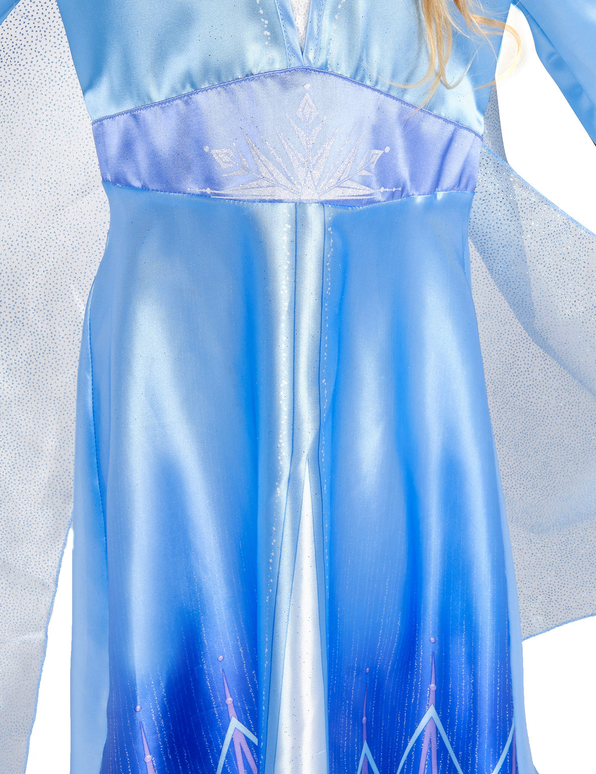 Détail du motif flocon à la taille du déguisement Elsa Reine des Neiges 2 classique