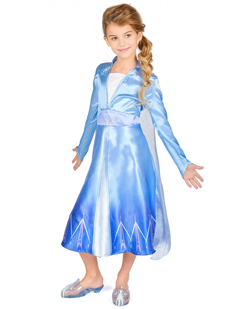 Vue de face du déguisement Elsa Reine des Neiges 2 classique