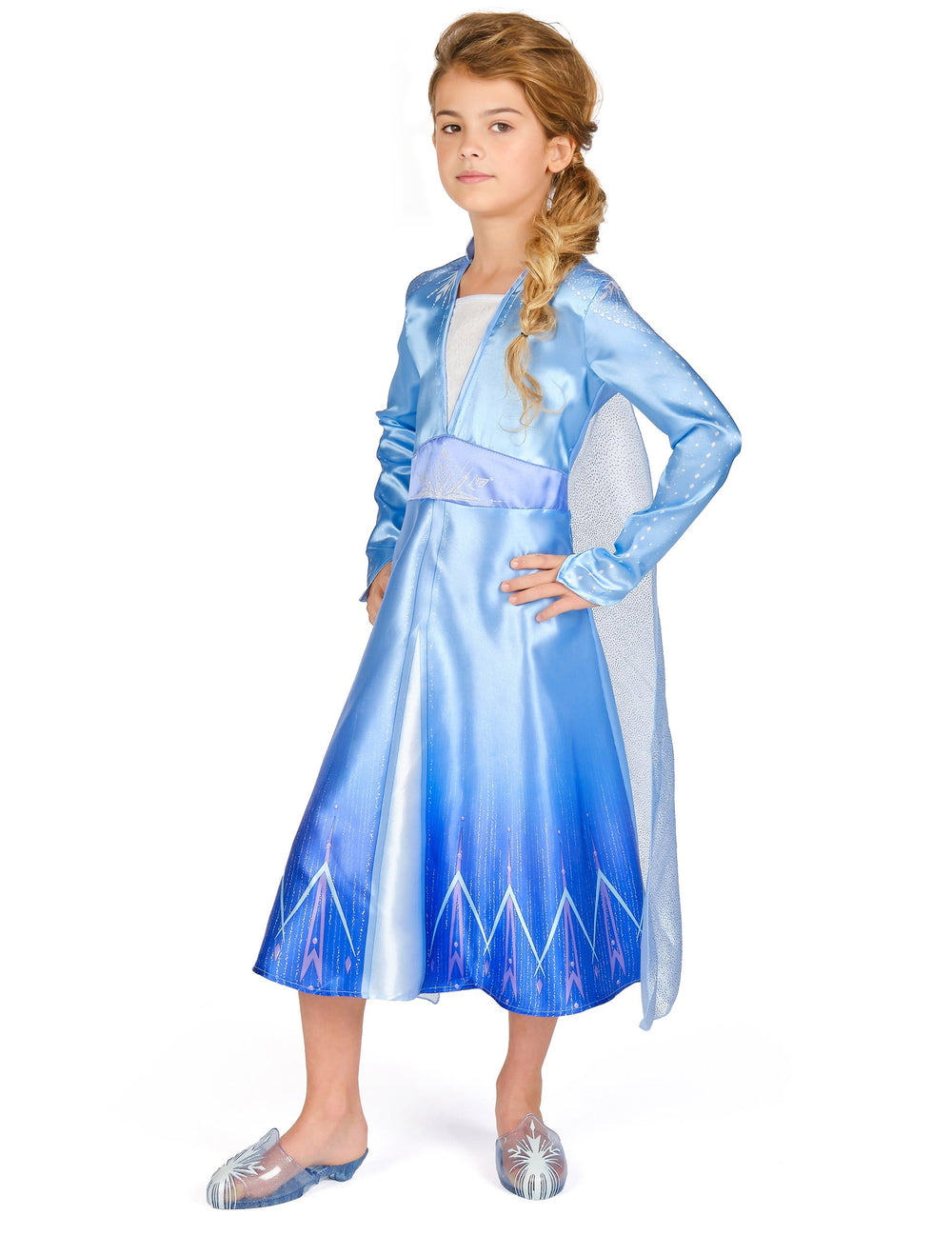 Vue de profil du déguisement Elsa Reine des Neiges 2 classique