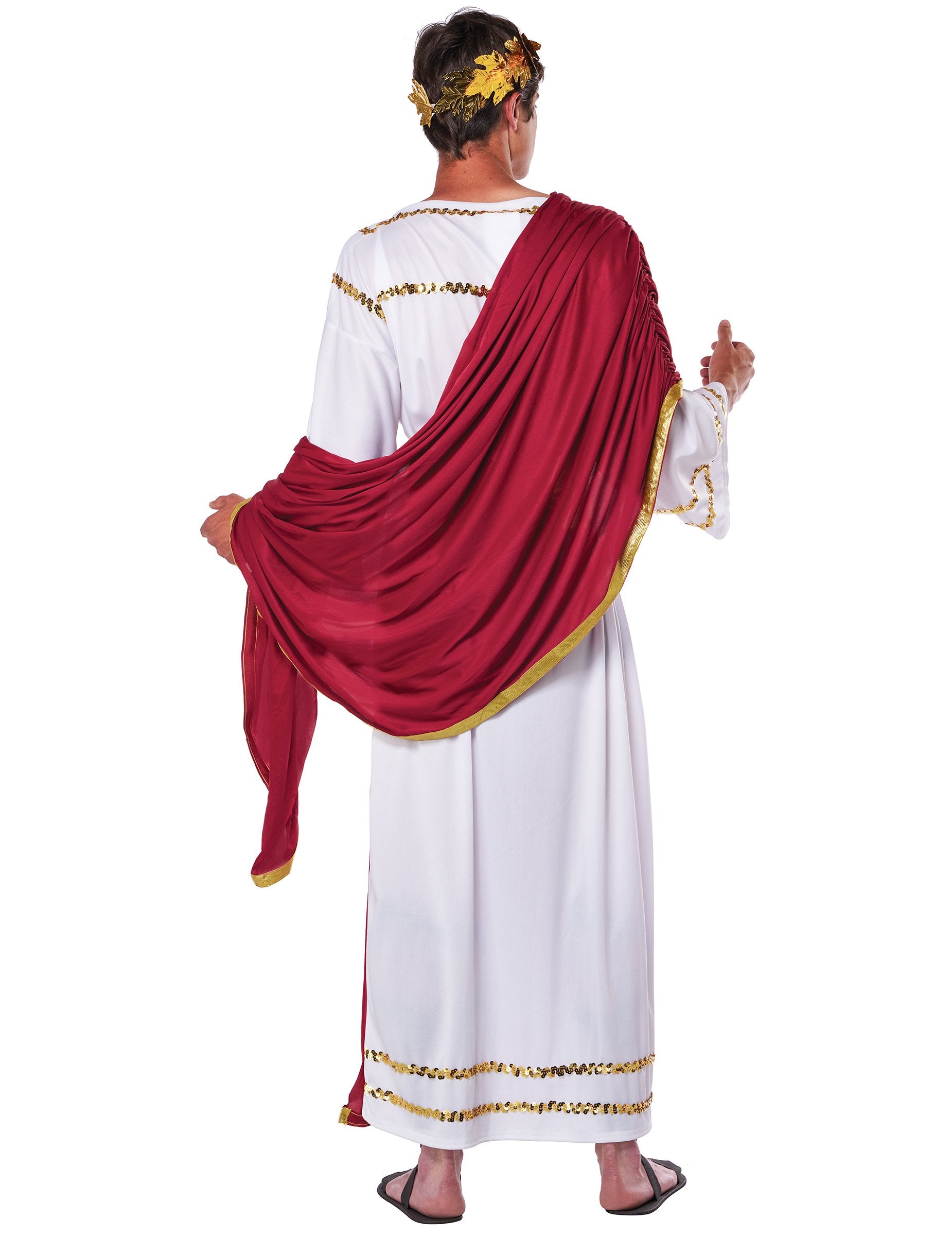 Vue de dos du déguisement empereur romain
