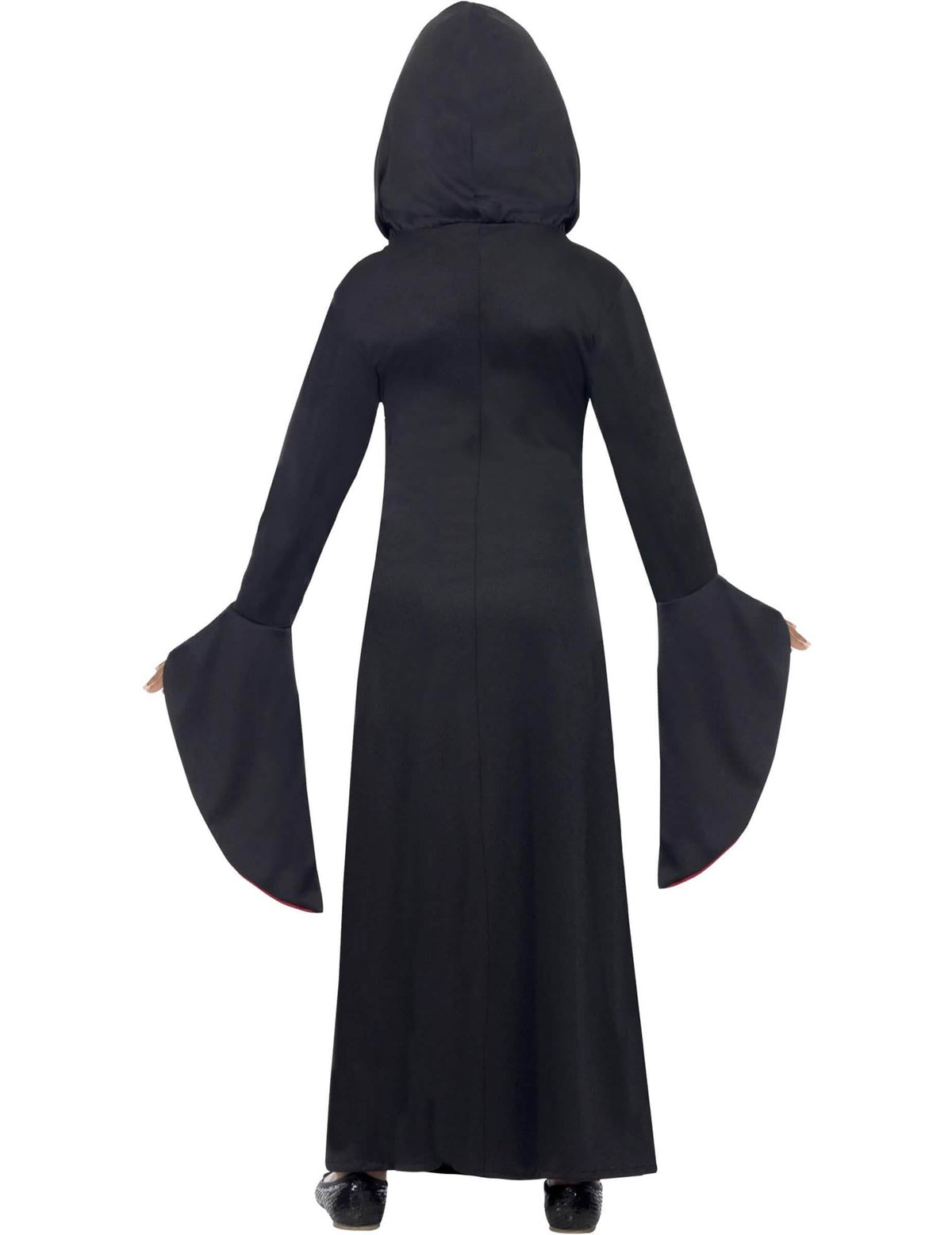 Hátulnézet a halloween varázslónő jelmezről