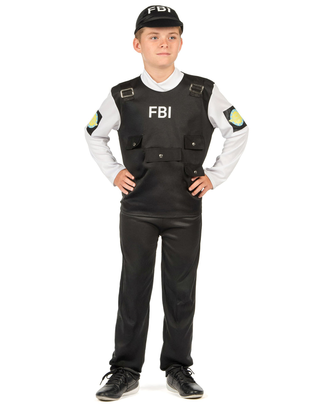 Vue de face du déguisement FBI pour enfant