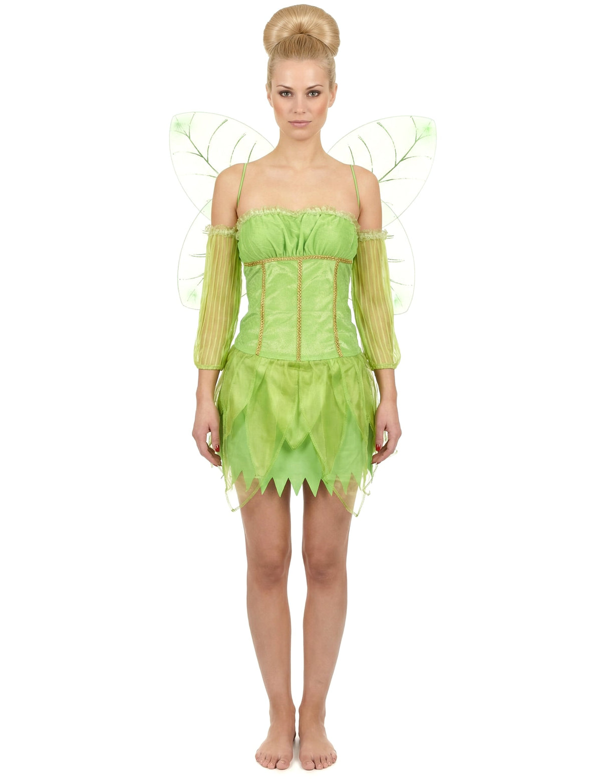 Déguisement de fée velours pour femme verte avec ailes