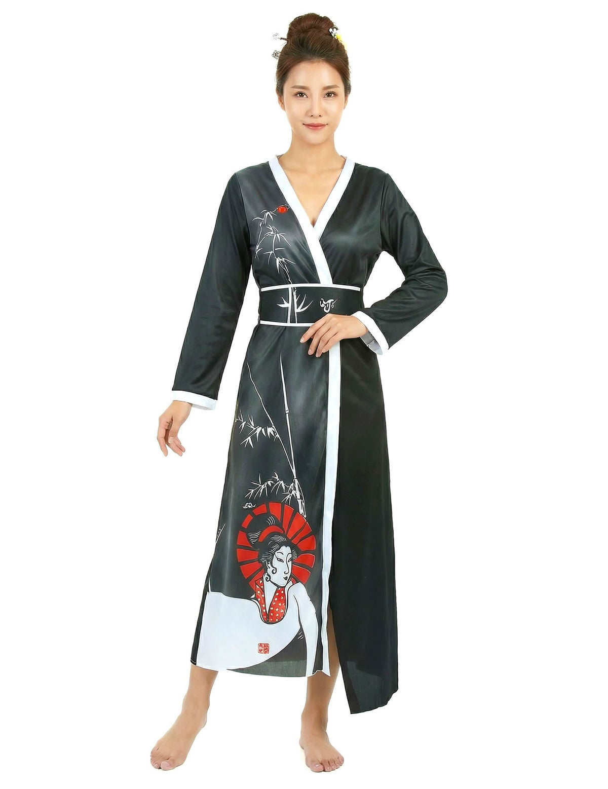 Déguisement geisha pour femme noir et blanc