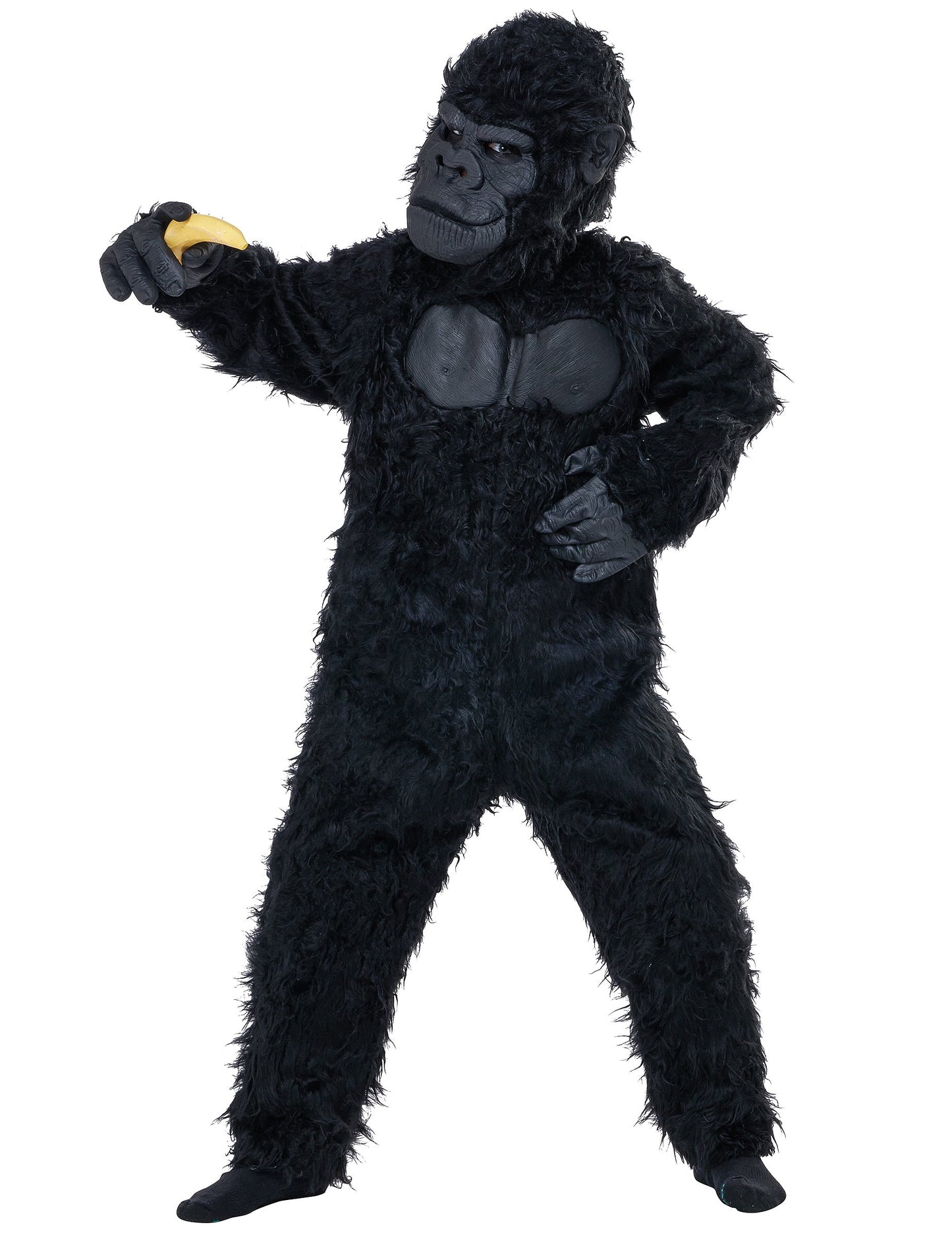 Déguisement de gorille pour enfant noir en fausse fourrure