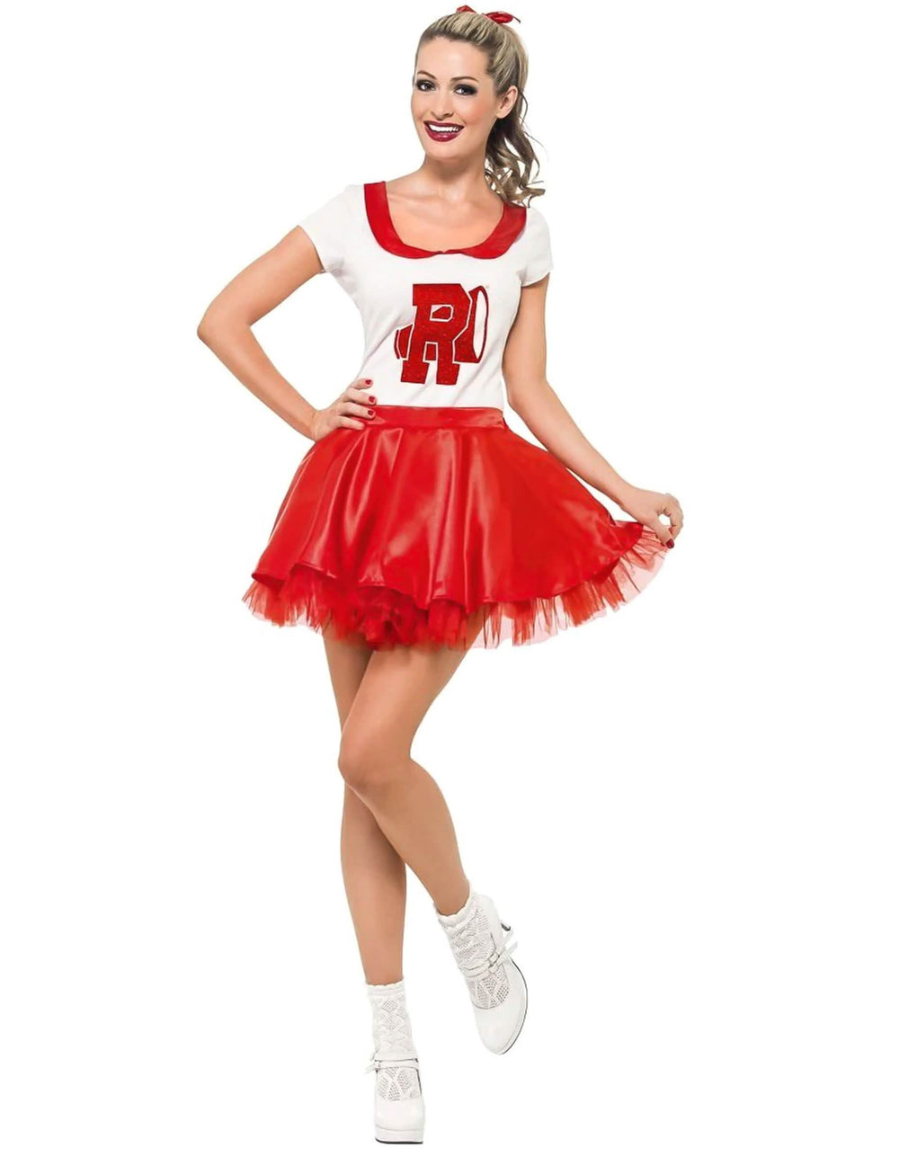 Grease pompomlány jelmez női piros és fehér