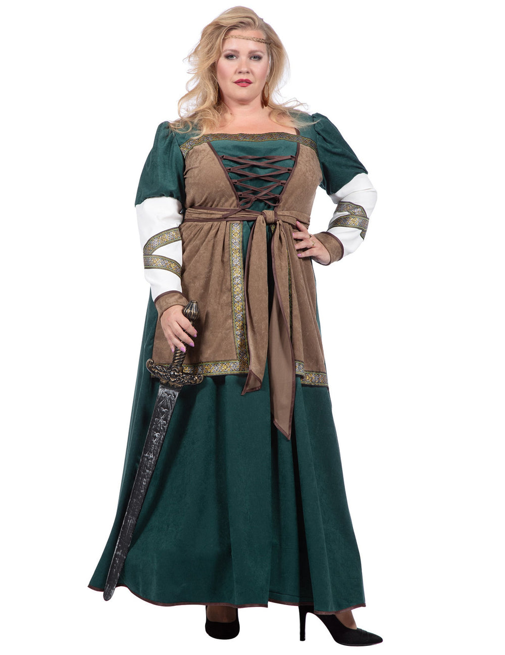Vue d'ensemble avec épée du déguisement guerrière viking luxe
