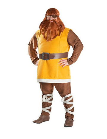 Halvar Vic a Viking™ férfi jelmez sárga és barna színben, vörös szakállal