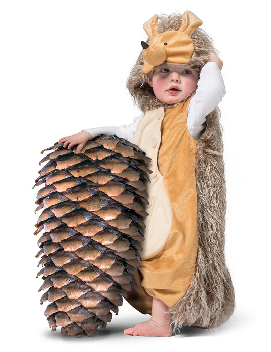 Déguisement hérisson pour bébé marron et beige à poils longs