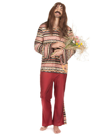 Hippi bordeaux férfi jelmez