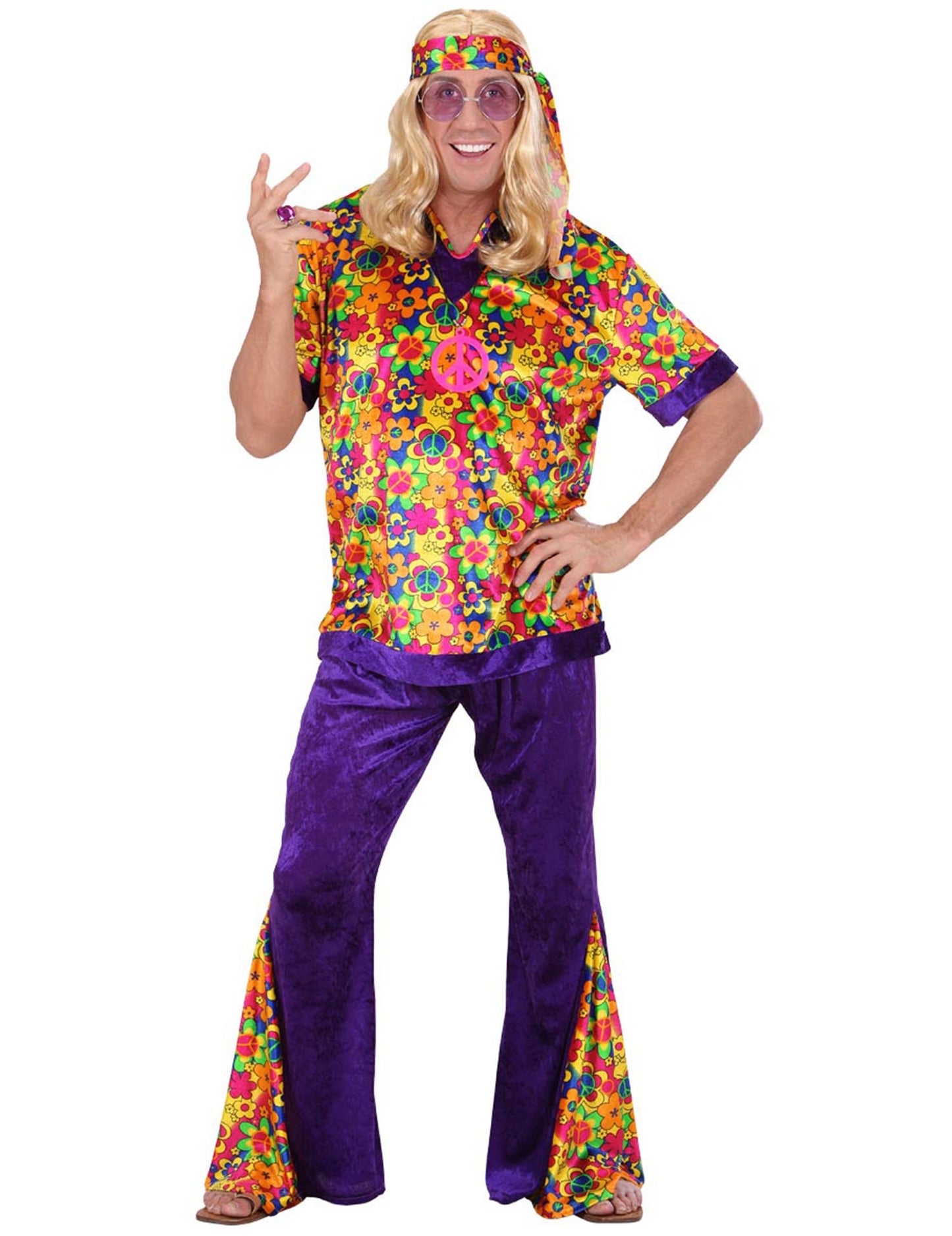 Férfi hippie jelmez bársonyhatással 