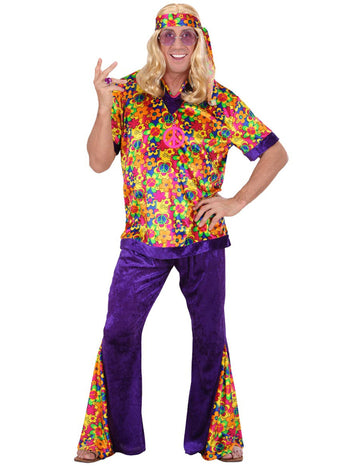 Férfi hippie jelmez bársonyhatással 