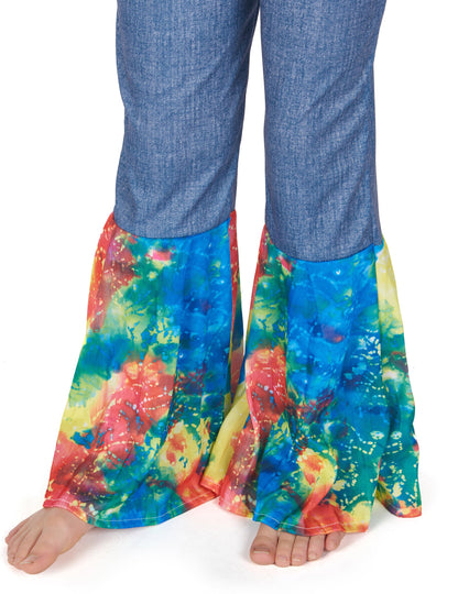 Részlet a harangnadrág alsó részéről a lányoknak készült hippie jelmezről