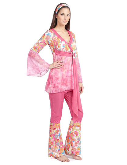 Déguisement hippie flower rose femme