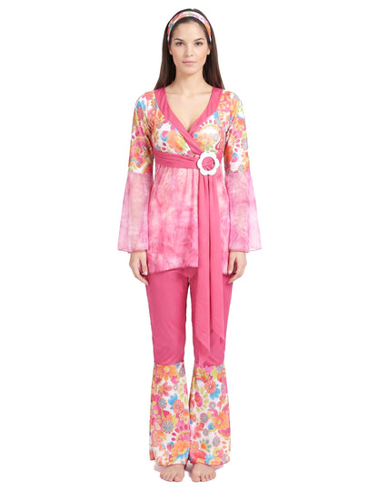 Déguisement hippie flower rose femme