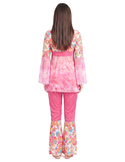 Déguisement hippie flower rose femme