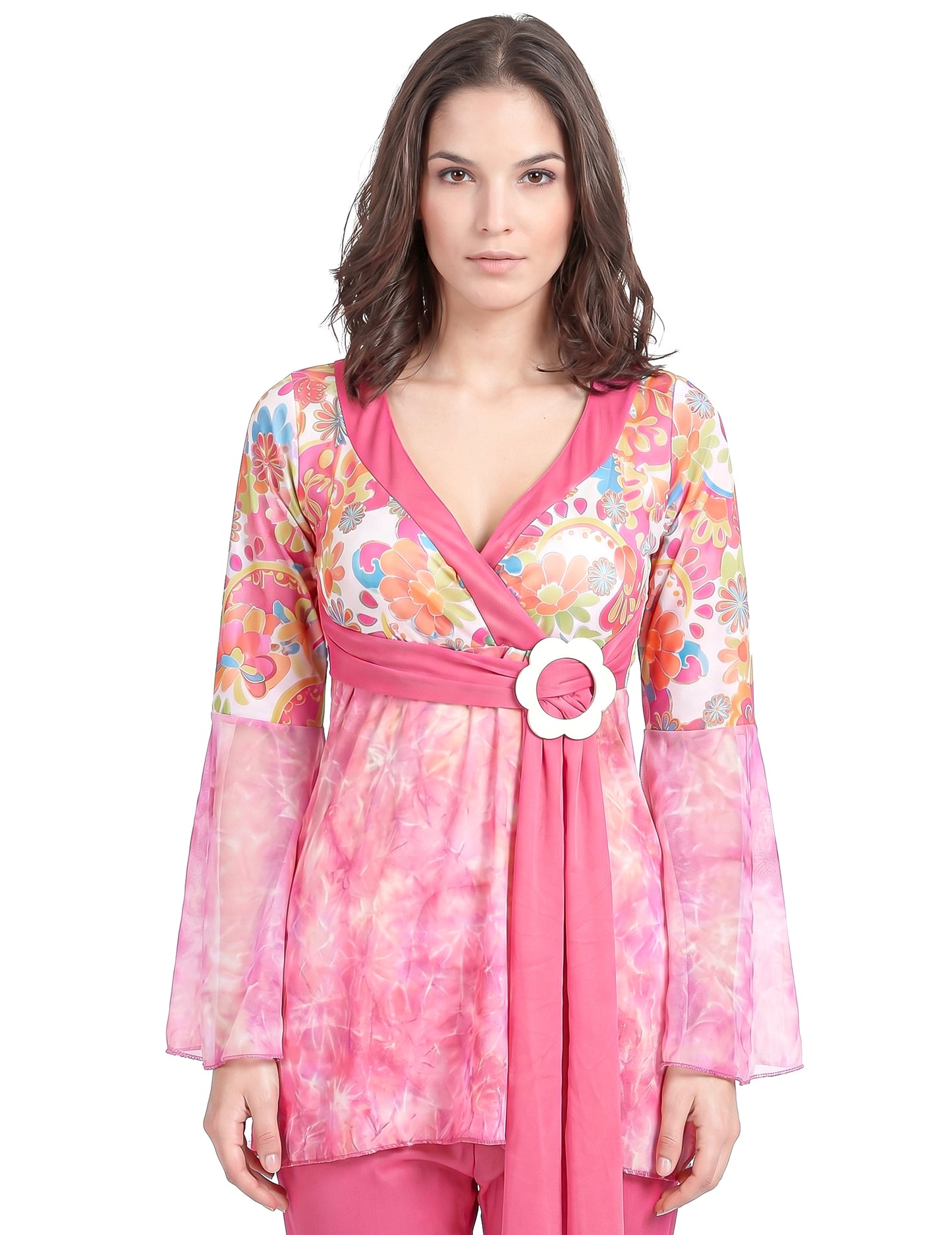 Déguisement hippie flower rose femme
