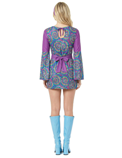 Vue de dos du déguisement hippie psychedelique femme