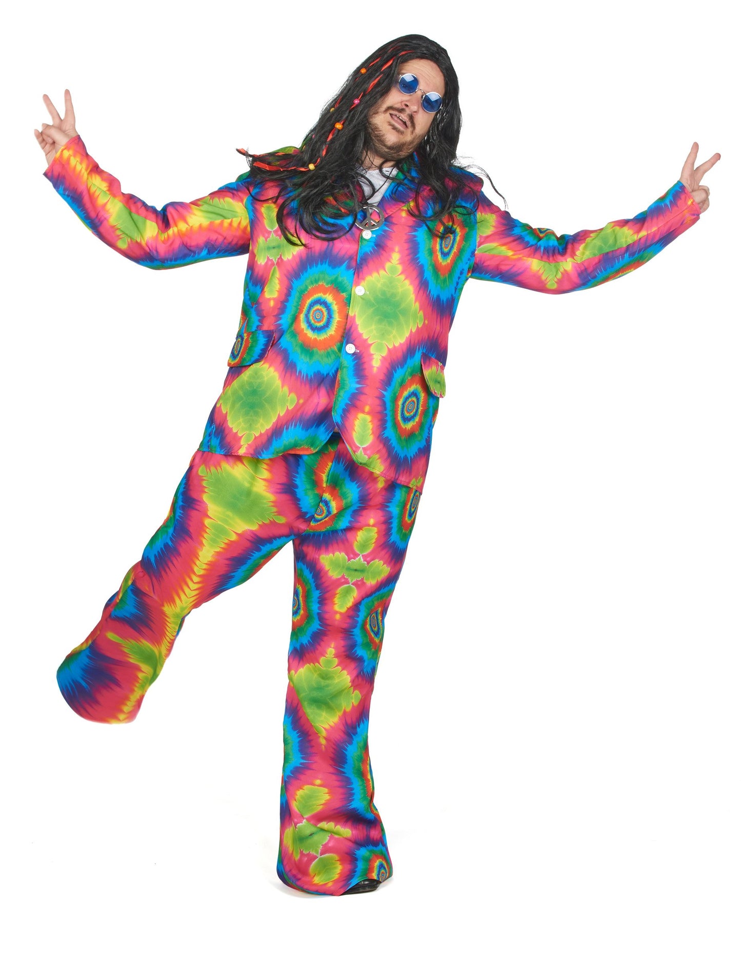 Nagy ember pszichedelikus hippi álruhában