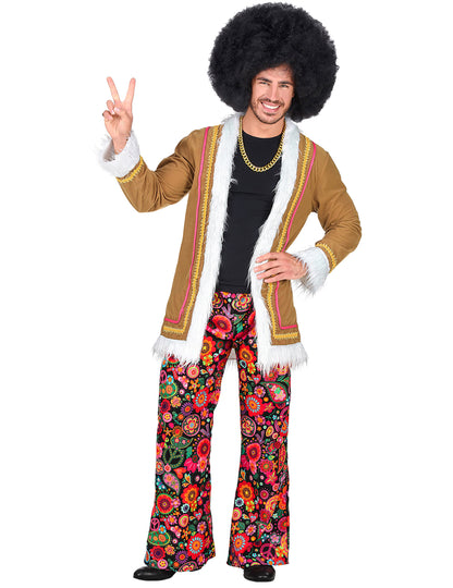 Vue d'ensemble du déguisement hippie woodstock pour homme