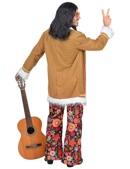 Vue de dos du déguisement hippie woodstock pour homme