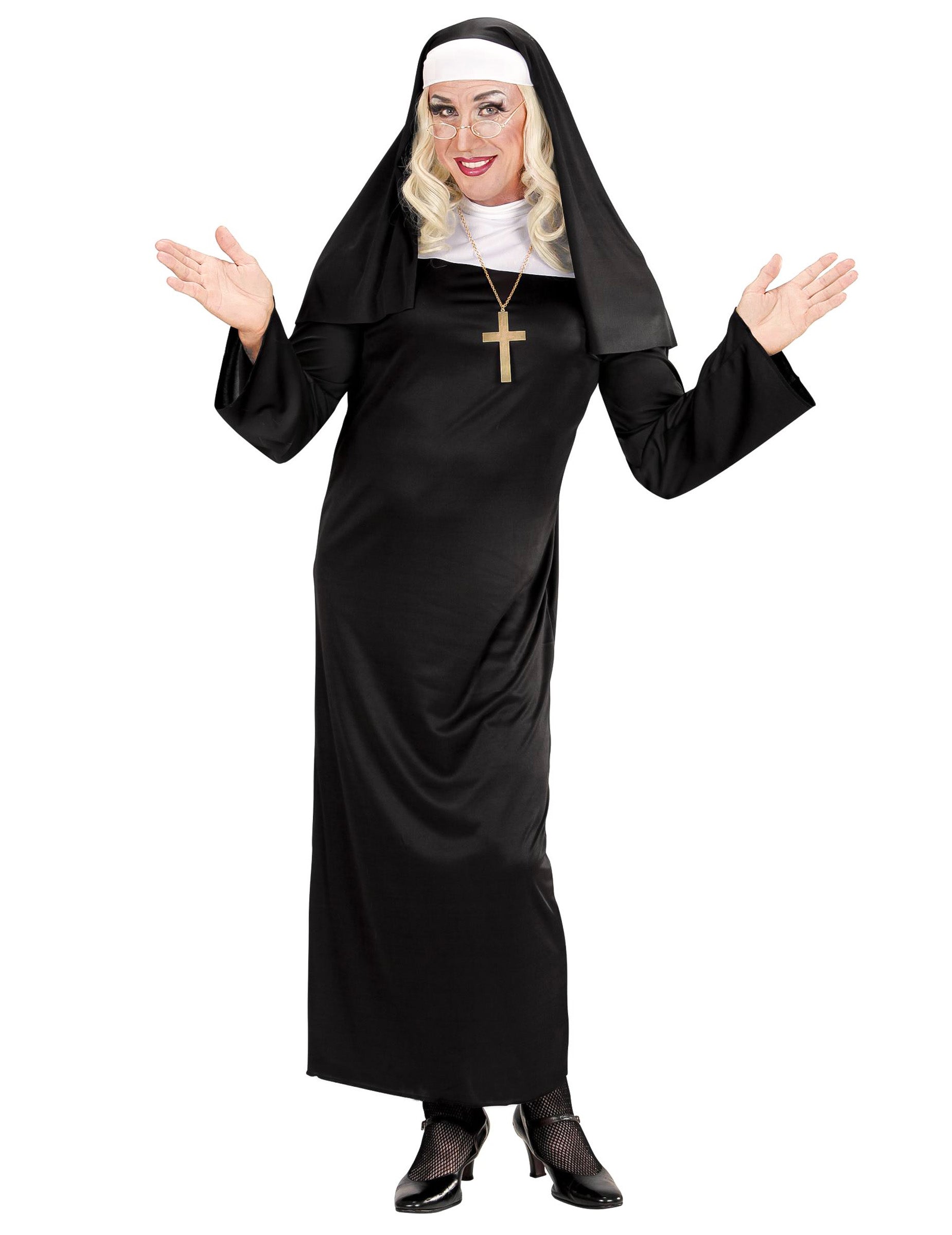 Vue de face du déguisement humoristique religieuse pour adulte