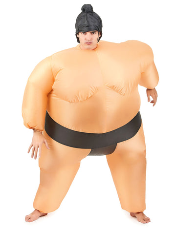 Déguisement humoristique sumo gonflable pour adulte chair et noir