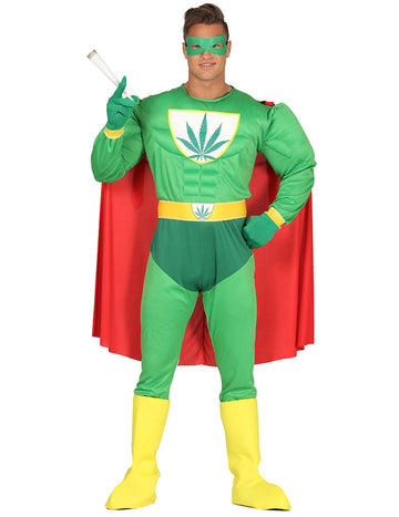 Humoros álruhás szuperhős felnőtt kannabisz levél